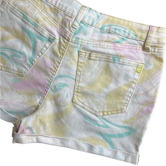 Tinseltown high waist pastel swirl jean shorts size 9 - Picture 5 of 11